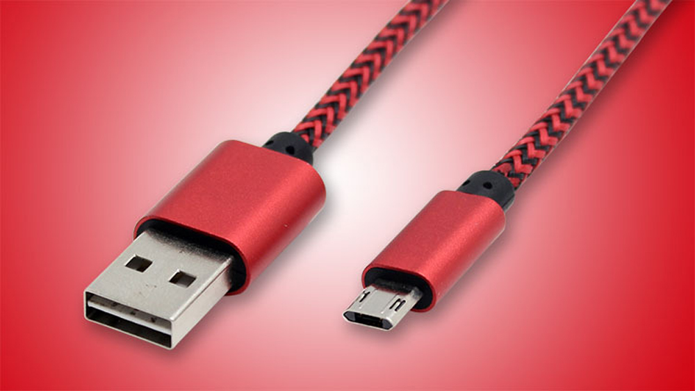 Micro 2A USB V8V9 Heavy Duty Braided Cable 3FT (Red)